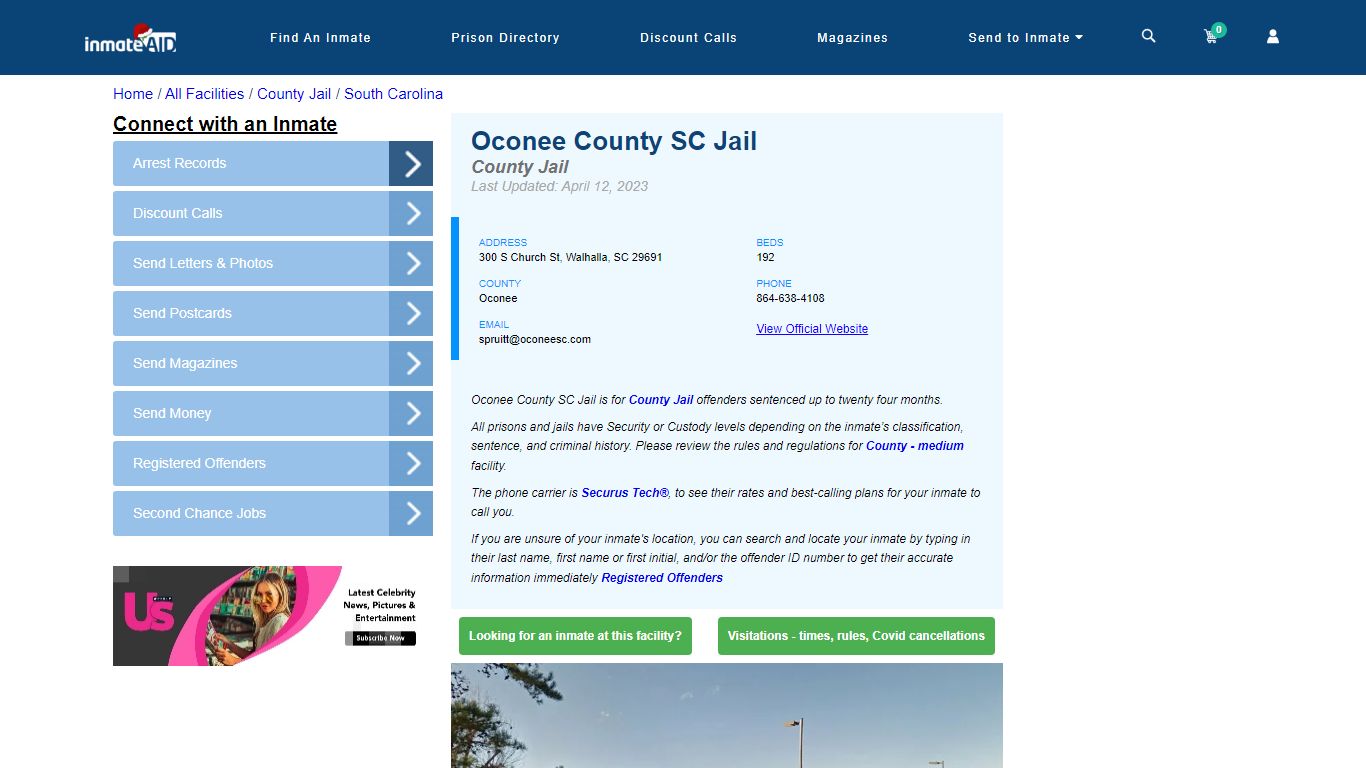 Oconee County SC Jail - Inmate Locator - Walhalla, SC